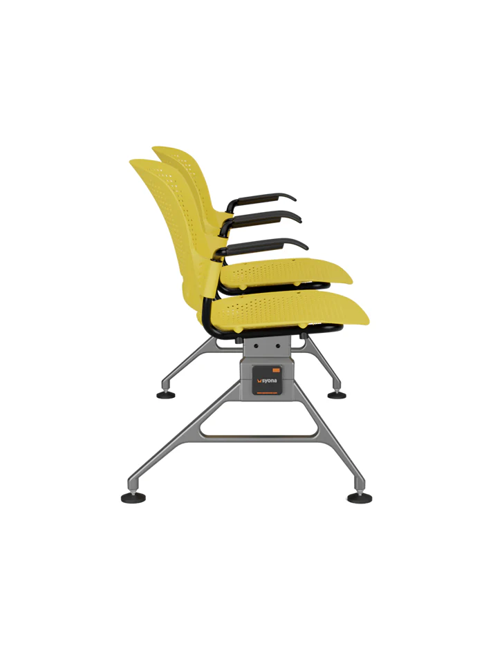 2 seater venus gang chair yellow side view