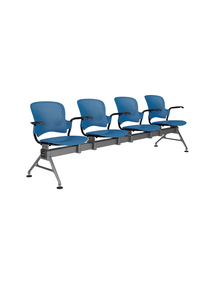 4 seater venus gang chair blue