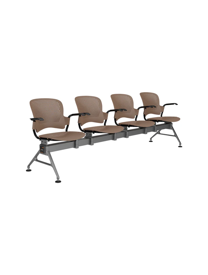 4 seater venus gang chair brown