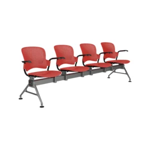 4 seater venus gang chair red angled view