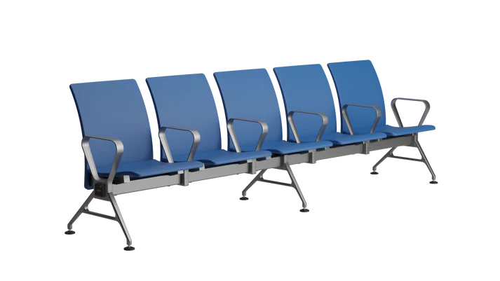 5 seater jupiter ace mid back waiting chairs side view blue