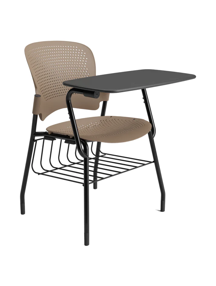 Venus WP1 writing pad chair with book rack angled view