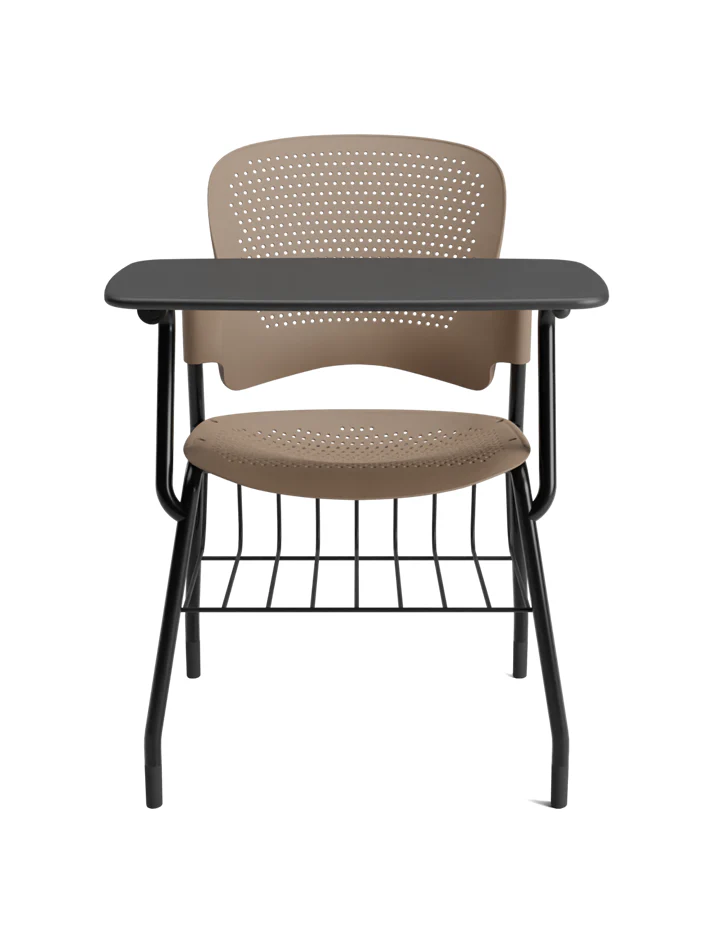 Venus WP1 writing pad chair with book rack front view Venus WP1 writing pad chair with book rack front view