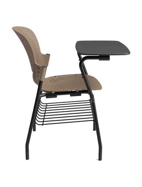 Venus WP1 writing pad chair with book rack side view Venus WP1 writing pad chair with book rack side view