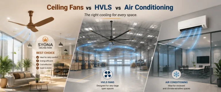 Ceiling Fans vs HVLS vs Air Conditioning for Large Halls