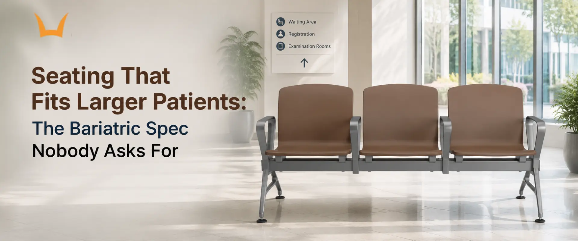Bariatric waiting chairs designed for larger patients in healthcare facilities.